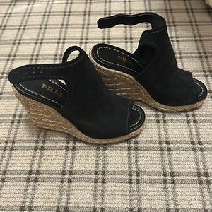 Prada open toe espadrille wedge size 36